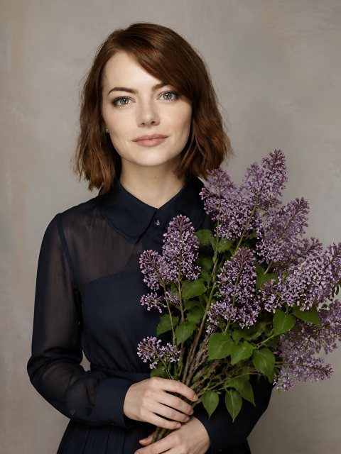 Девушка с букетом серени